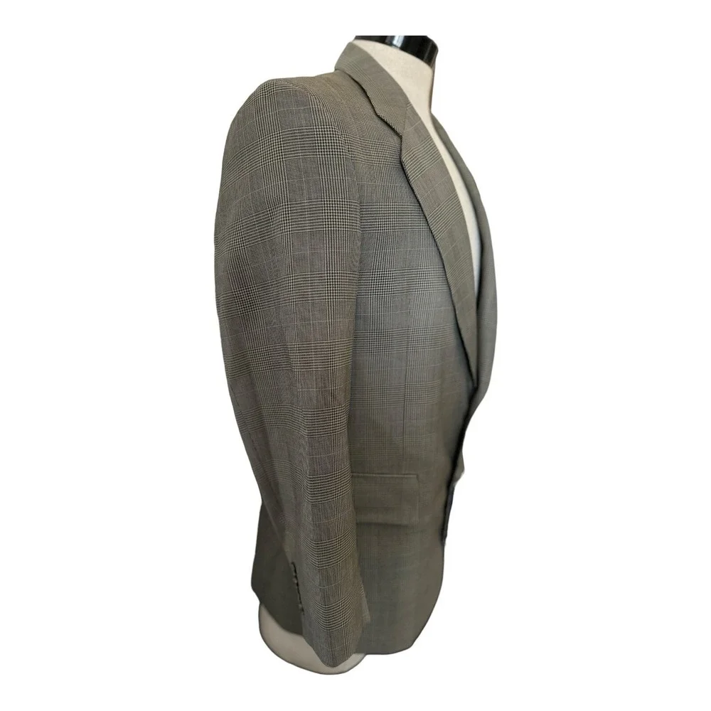 Jos. A. Bank Plaid Blazer Grey Black Check Two Button Sport Coat Regular Fit 42R
